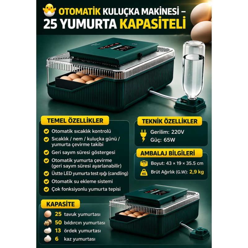 25 lik Otomatik kuluçka makinesi