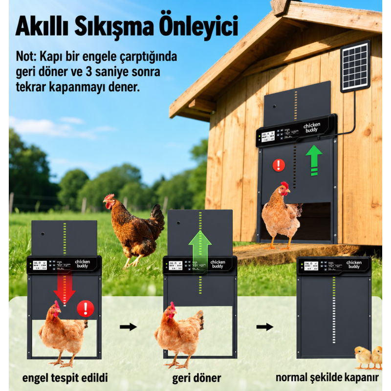 JSM02 Siyah-Güneş Enerjisi Sistemli Yeni Kümes Kapısı
